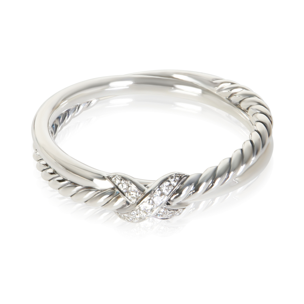 David Yurman Sterling Silver Diamond Crossover X Ring
